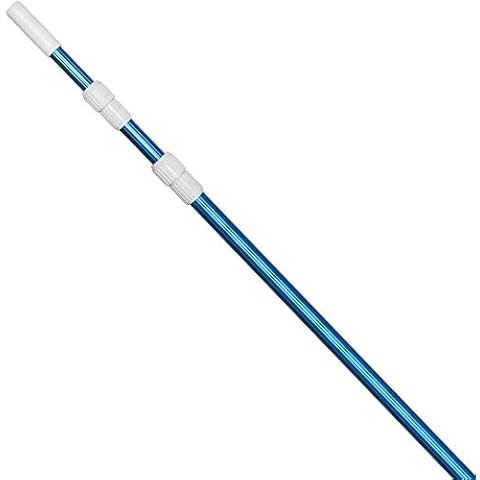 POOLWHALE Professional 12 Feet Blue Anodized Aluminum Telescopic Swimming Pool Pole,Adjustable 3 Piece Expandable Step-Up,for Skimmer Nets, Vacuum Heads and Brushes, Strong Grip & Lock Cover