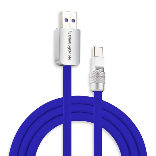 Image of chubbycable Chubby 2.0 Fast Charging Cable Durable Soft Silicone USB C Cable 120W Extra Thick Phone Charger Cord Data Transfer Cord, Dark Blue, USB-A to Type-C, 8.2FT