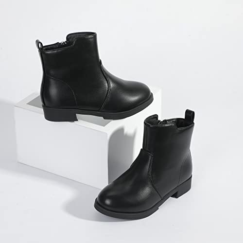 PANDANINJIA Girls Boots Kids Dress Short Ankle Booties Rhinestone Bowknot Zipper Shoes for Toddler Little Kids2