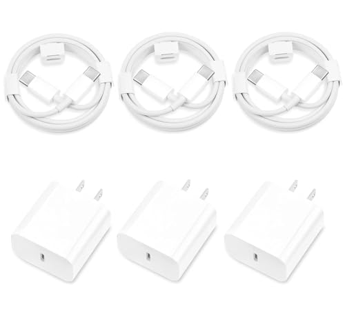 [MFi Certified] iPhone 17 16 Pro Max Charger Fast Charging, 3 Pack PD 20W USB C Wall Charger Block with 6FT USB C to C Charging Cable for iPhone 17/17 Pro/17 Pro Max/Air/16/16 Pro Max/15/15 Pro Max