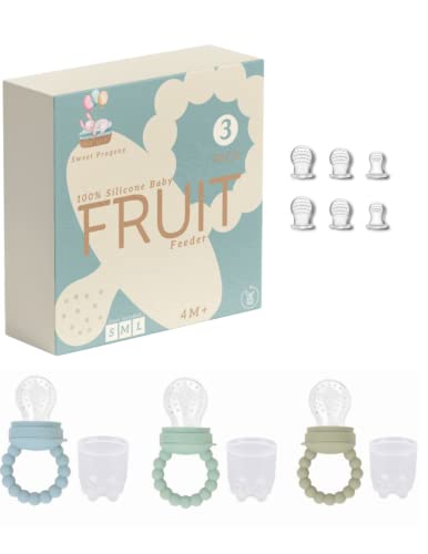 Image of Baby Food /Fruit Feeder (Blueberry) 3 Pack Infant Fresh Fruit Silicon Feeder Pacifier Teether BPA Free 3 Feeders Included with Extra Silicone sac's and Storage Cap