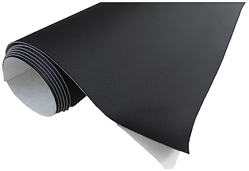 TAPHICEROS Leder Reparatur Set | Schwarz 50cm x 140cm | Meterware Kunstleder Selbstklebend Lederreparatur Lederflicken Set Hochwertiges Lederflickenset für Autositz Sofa Möbel Bürostuhl