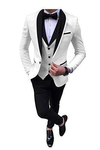 Men's Formal 3 Piece Business Suit Shawl Lapel Wedding Tux Blazer Vest Pants