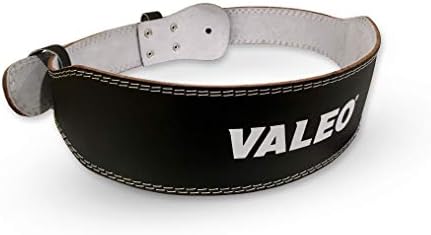 Valeo VRL4 4" Padded Leather Contoured Weightlifting Lifting Belt with Suede Lining, BLACK, X-Large