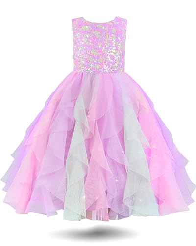 Girls Easter Dress for Spring Lace Tulle Mesh Dress Flower Girls Party Dance Dress for Little Girls