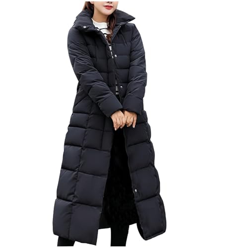 Parka de invierno para mujer, abrigos acolchados, chaqueta ligera e impermeable con capucha, talla grande, gabardina delgada, ropa cálida para exteriores (negro, M)