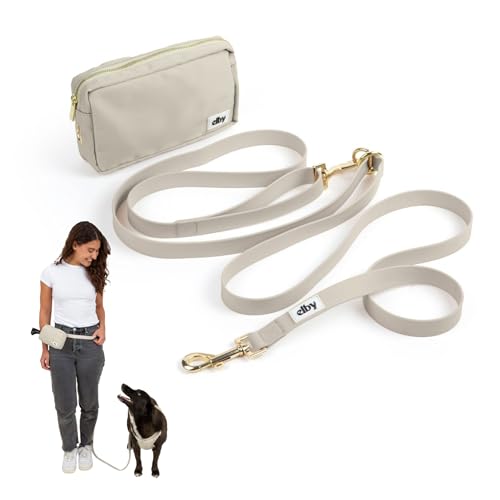 Hands Free Dog Leash with Treat Pouch - Waterproof Cross Body and Waist Leash for Dog Walking and...