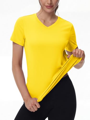 Image of MAGCOMSEN Women's Short Sleeve T-Shirt Quick Dry Athletic Tee Shirt Running Workout Yoga Top Tee Performance Shirts