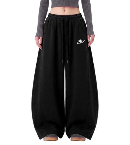 Barrel Baggy Sweatpants, Embroidery Y2K Wide Leg Pants Unisex
