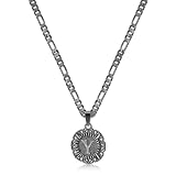 KissYan Initial Necklace for Women, Black Tone Round Letter Pendant Necklace Capital Monogram Necklace Alhpabets from A-Z Figaro Chain Necklace(Black Y)