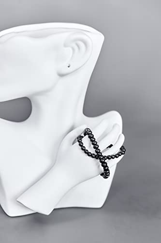 Karelian Heritage Shungite Stones Bracelet Black Beads Stretchy | Authetic Shungite Crystal Jewelry | Protective Powerful Defender Stone Bracelet | Spiritual Healing Crystal Chakra Balance