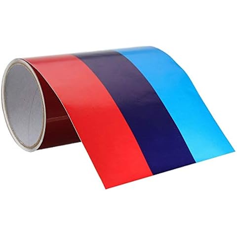 AutoE 3 Meters M-Colored Stripe Car Hood Roof Sticker Vinyl Decal for BMW M3 M5 M6 3/5/7 Series (M Colored) Cover
