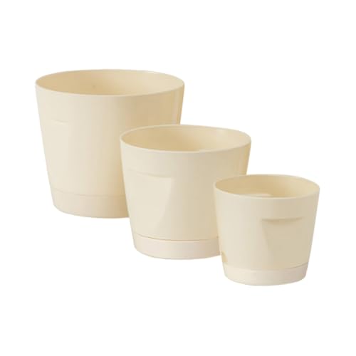 Macetas sin agua, maceta de mesa, autorriego para flores de interior y jardín al aire libre (beige, 15 x 13 cm)