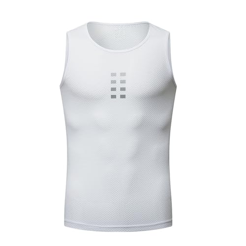 Celanisai Chaleco de ciclismo para hombre, camiseta de compresión de malla, reflectores, chaleco cortavientos, transpirable, sin mangas, camiseta funcional de secado rápido, camiseta interior ajustada