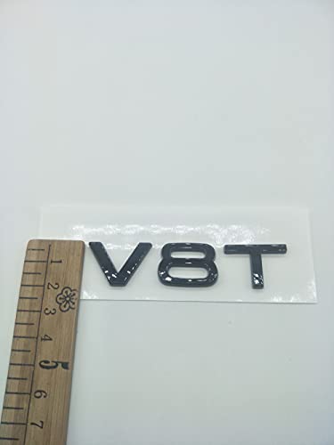 2Pcs Glossy Black Abs Letter Number V8T Emblem For Aud Car Styling Fender Side Badge Sticker #TOP1