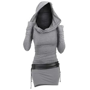 Long Sleeve Bodycon Dress for Women Steampunk Hoodie Sweatshirt Dresses Vintage Gothic Party Hooded Wrap Mini Dress