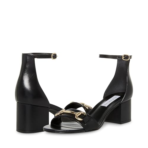 Steve Madden Women's Irenee Heeled Sandal, Black Buckle, 7.5
