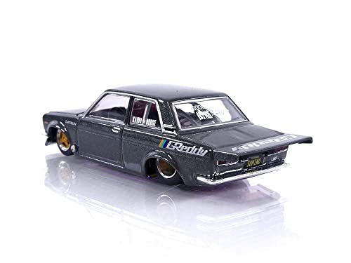 Modelo a escala 1/64 Datsun 510 Pro Street gris metalizado miniatura 3
