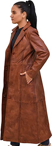 Isaac & David Chicago Long body Leather Coat for Women - Lambskin Black Full body Trench Coat - Leather Car Coat3