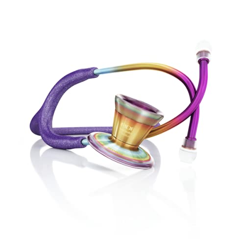 MDF Purple Glitter Kaleidoscope ProCardial Cardiology Stethoscope, Limited Edition Mprints, Lightweight Titanium, Adult, Dual Head, Purple Glitter Tube, Kaleidoscope Chestpiece-Headset, MDF797TGL08KL