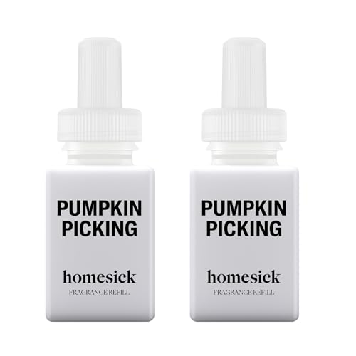 Pura & Homesick Home Scent Refill - Smart Home Air Diffuser Fragrance - Long-Lasting Luxury Scent per Refill - Clean Diffuser Fragrance - Household Essential - 2 Pack Pumpkin Picking