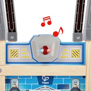 Hape Police Station Playset With Battery Powered Alarms Policeman