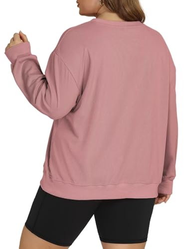 Image of ROSRISS Womens-Plus-Size-Sweatshirts Oversized Long Sleeve Shirts Trendy Crew Neck Pullover Sweaters Casual Tops XL-5XL