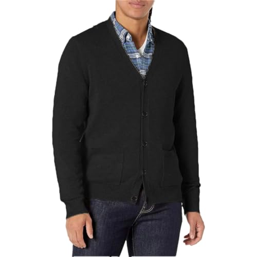 Men Slim Fit V Neck Knit Cardigan Sweater Casual Soft Long Sleeve Button Front Knitwear