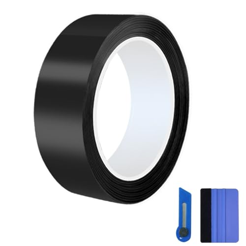 Gloss Black Vinyl Wrap Tape Roll Self-Adhesive Black Out Chrome Delete Tape with Tool Kit Air Release Adhesive Detailing Wrap DIY Car Door Sill Window Trim Edge Guard Protective(2inches x 30feet)
