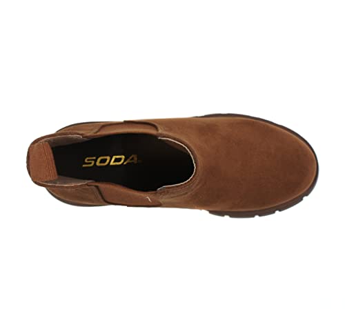 Image of Soda PIONEER ~ Women Lug Sole Mid Heel Chelsea Fashion Ankle Bootie w /Double Elastic Gore