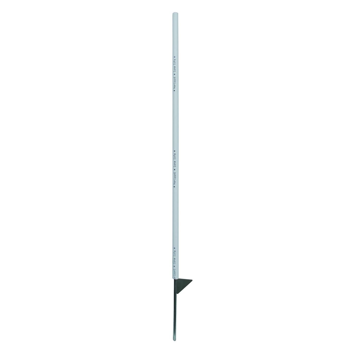 horizont Weidezaunpfähle Kunststoff weiß, Kunststoffpfähle 25 Stück Höhe 106 cm, mit Einzeltritt, für Isolatoren zum Klemmen, Weidezaunpfahl Kunststoffpfahl Weidezaun Aufstellpfahl