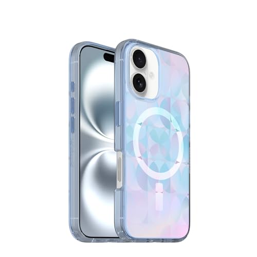 Image of OtterBox iPhone 16 Symmetry Series Clear Case - Opal Prism Blue - Ultra-Thin, Sleek iPhone Case, Translucent iPhone Case with Geometric Design