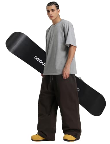Image of GSOU SNOW Mens Womens Snow Pants Baggy Snowboard Ski Pants Waterproof | 15K Waterproof,10K Breathable,Windproof Waist Powder Skirt,Thigh Vent Zippers,Adjustable Waist & Cuffs Drawcord,5 Pockets