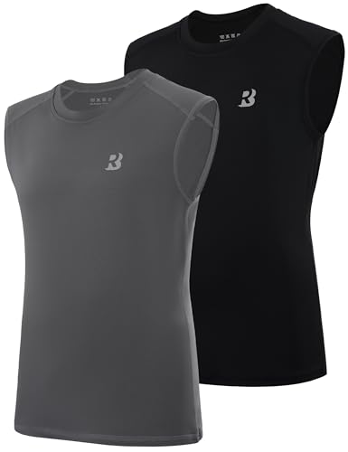 Roadbox Boys Sleeveless Compression Shirts, Youth Quick-Dry Football Undershirt, Athletic Tank Tops for Basketball Sports