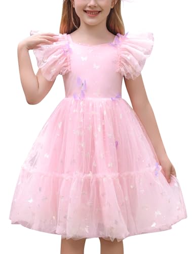 Kids Girls Birthday Party Dress Flutter Sleeve 3D Butterfly Tutu Dress Cake Crush Photo Shoot