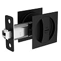 goldenwarm Bed/Bath Pocket Door Lock, Matte Black Contemporary Privacy Square Pocket Door Hardware(2-3/8" Backset), Black Flush Pocket Door Latch(1 Pack)