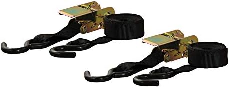 CURT 83009 1-Inch x 10-Foot Black Nylon Ratchet Straps, 1,500 lbs. Break Strength, 2-Pack