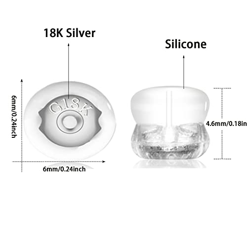 Earring Backs,18K Gold Silicone Earring Backs For Studs/Droopy Ears,Locking Secure Earring Backs For Heavy Earring,No-Irritate Hypoallergenice Soft Clear Earring Backs For Adults&Kids #TOP4
