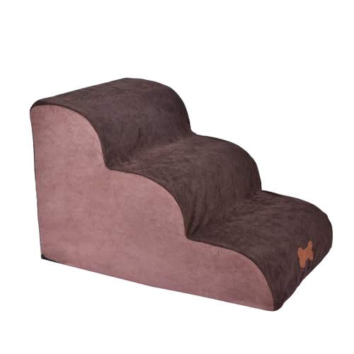 ステップ ドッグ,ペットの階段,小型犬と猫のための3つのステップの滑り止め階段,洗えるカバー付きのベッドソファ用の高密度スポンジランプ、子猫と子猫用のペット階段はしご、ソファハイベッド用のペットランプ