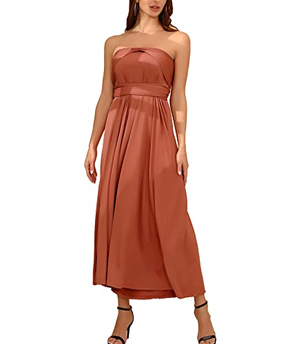 Image of Sexyshine Women's Backless Gown Dress Convertible Multi-Way Wrap Halter Cocktail Dress Bandage Bridesmaid Long Dresses