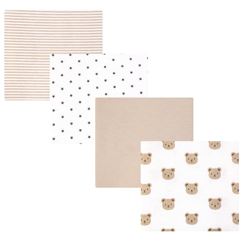 Image of Hudson Baby Unisex Baby Cotton Polyester Flannel Receiving Blankets 4-Pack, Cozy Cutie, One Size
