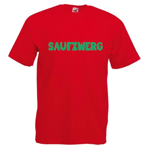 Saufzwerg T-Shirt Funshirt für JGA Party & Festival Trink Shirt für Herren & Damen lustiges Bier Motto Outfit Rundhals 100% Baumwolle Gruppenkostüm & Geschenkidee