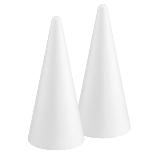 MCE-Commerce Lot de 2 cônes en polystyrène Ø 12 cm Hauteur 27 cm, Blanc