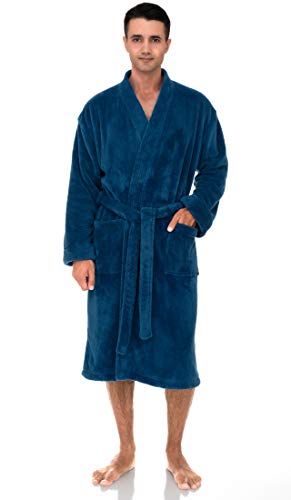 TowelSelections Men's Plush Robe Soft Fleece Kimono Bathrobe4