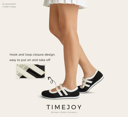 TIMEJOY Women's Canvas Mary Jane Shoes Adjustable Hook and Loop Daily Black by TIMEJOY - Used condition - Image 6