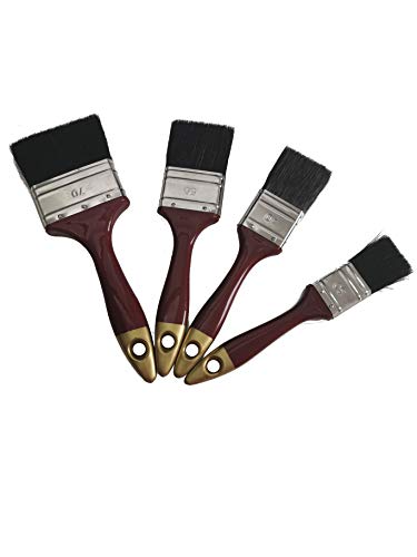 Lot de 4 pinceaux plats pour revêtement de sol en résine époxy 2K