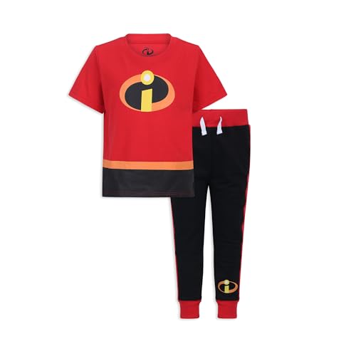 Ensemble Disney Les Indestructibles t-shirt et jogging enfant pour le quotidien en rouge et noir