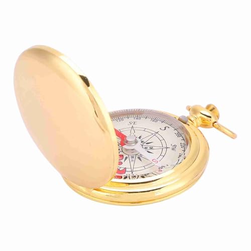 2 Pcs Golden Antique Navigation Compass Keychain – Water Proof Flip-Open Pocket Compass for Outdoor Camping & Hiking miniatura 3
