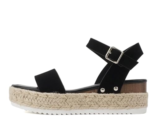 Image of Soda CLIP ~ Women Open Toe Ankle Strap Platform Espadrille Sandal