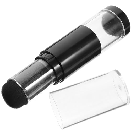ibasenice Brocha para Polvos Rellenable Negra con Fibras Densas, Pincel Compacto de Maquillaje Portátil y Liviano, Herramienta de Viaje para Base y Rubor Facial, Tamaño Pequeño para Uso